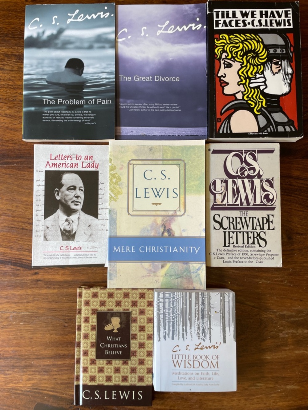 8 Mixed Lot of C.S. CS Lewis Books - Christians Wisdom Faces Screw Tape + more